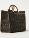 Jacquard Fabric Sunshine Tote Bag Brown - FENDI - BALAAN 3