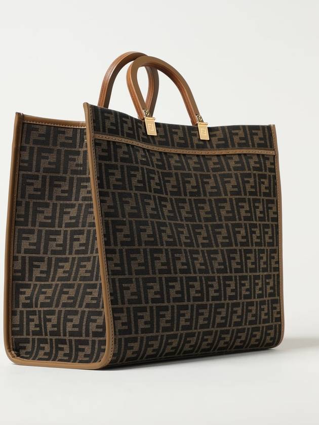 Jacquard Fabric Sunshine Tote Bag Brown - FENDI - BALAAN 3