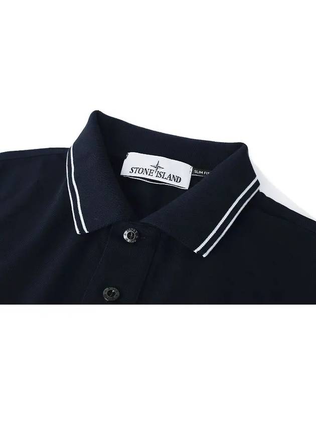 Organic Cotton Elastane Polo Shirt Navy - STONE ISLAND - BALAAN 4