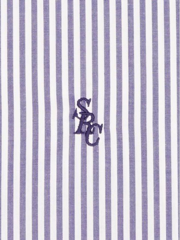 SRC Embroidered Logo Striped Long Sleeve Shirt White Navy - SPORTY & RICH - BALAAN 3