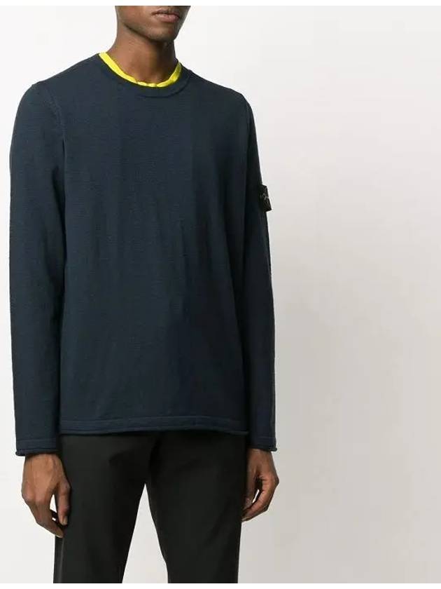 Men's Wappen Patch Round Neck Knit Top Navy - STONE ISLAND - BALAAN 5