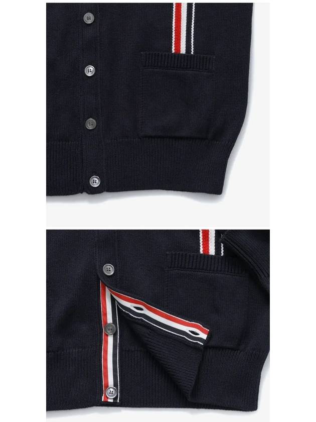 RWB Striped Intarsia Cotton Cardigan Navy - THOM BROWNE - BALAAN 4