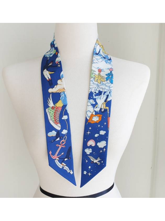 Sur Mon Nuage Twilly Scarf Blue - HERMES - BALAAN 4