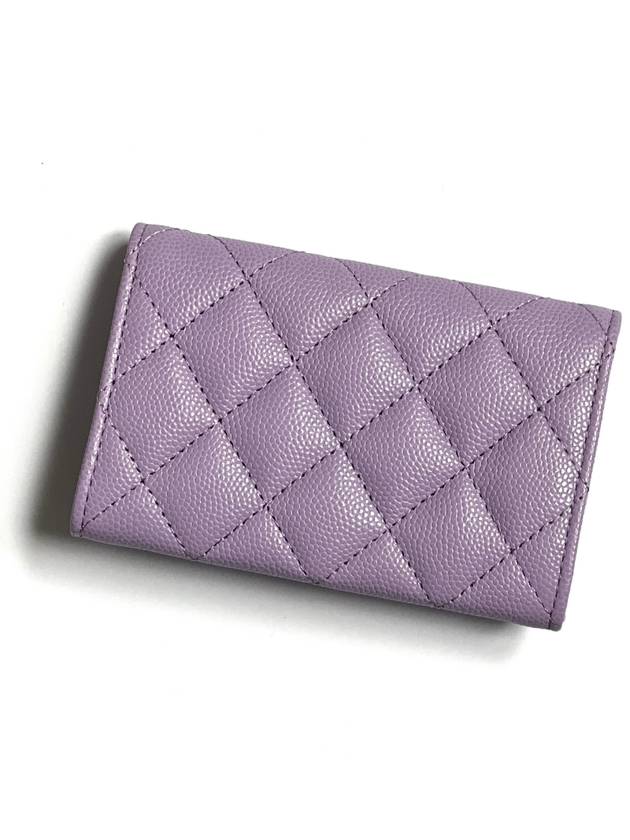 CC Logo Classic Caviar Card Wallet Purple - CHANEL - BALAAN 4