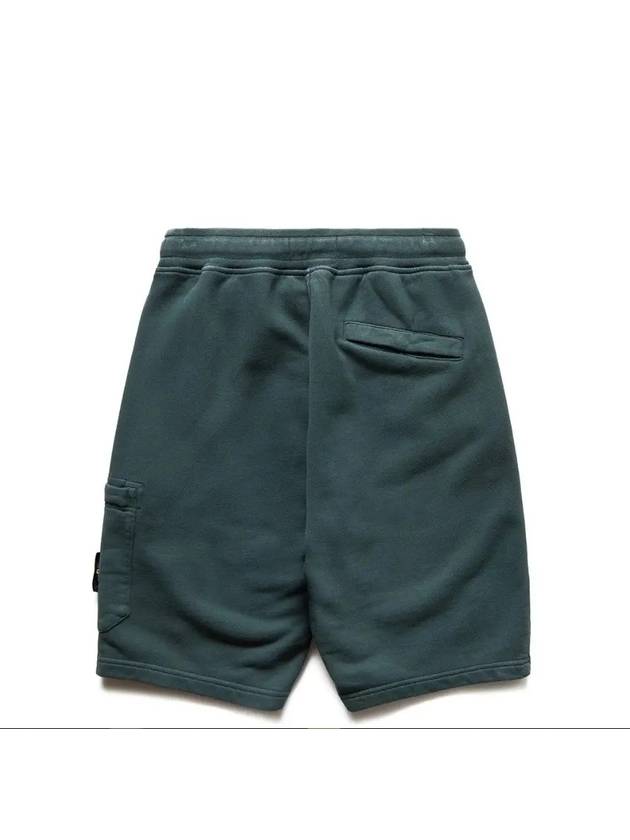 Brushed Cotton Fleece Bermuda Cargo Shorts Dark Green - STONE ISLAND - BALAAN 5