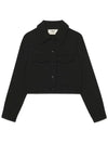 Women's Wool Pocket Crop Jacket Black - AMI - BALAAN.