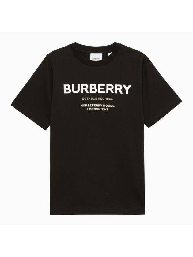 24 Black crew neck T shirt with logo 8064569130828 N BURBE A1189 - BURBERRY - BALAAN 1