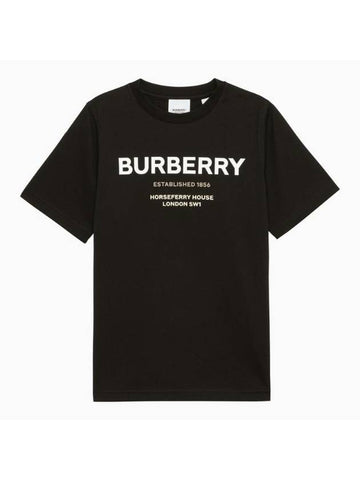 Logo Crew Neck Cotton Short Sleeve T-Shirt Black - BURBERRY - BALAAN 1