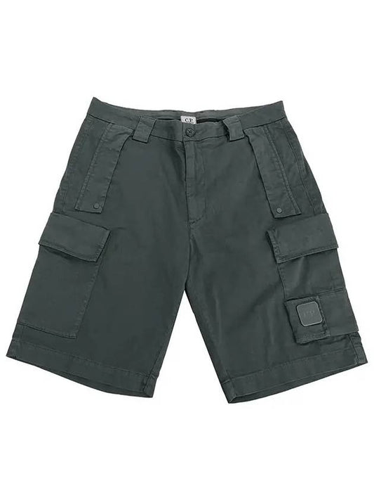 Men's Logo Patch Stretch Cargo Shorts Charcoal - CP COMPANY - BALAAN.