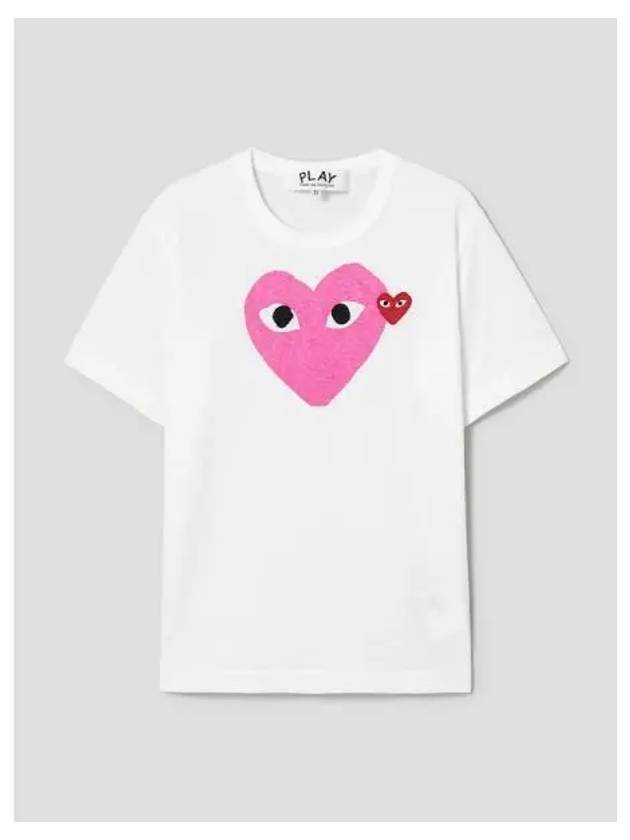 Unisex Red Wappen Pastel Heart Print T shirt Domestic Product GM0024050992410 - COMME DES GARCONS PLAY - BALAAN 1