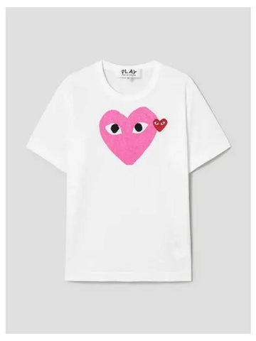 Unisex Red Wappen Pastel Heart Print T shirt Domestic Product GM0024050992410 - COMME DES GARCONS PLAY - BALAAN 1