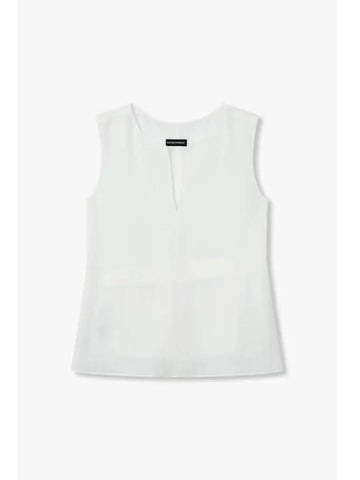 Women s Textured Belt Blouse White - EMPORIO ARMANI - BALAAN 1