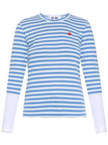 Cdg Play Horizontal-Stripe Heart Emblem  Long-Sleeve T-Shirt, Size Large - COMME DES GARCONS PLAY - BALAAN 1