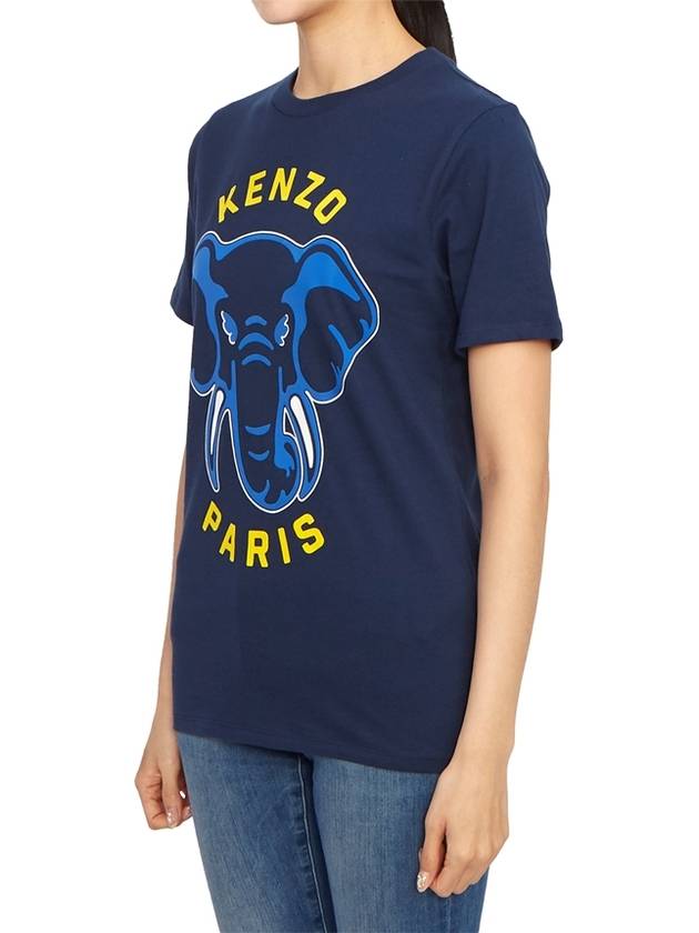 Kids Logo Print Short Sleeve T-Shirt Navy - KENZO - BALAAN 3