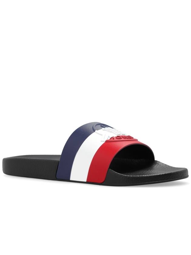 Basil Logo Striped Slippers Black - MONCLER - BALAAN 5