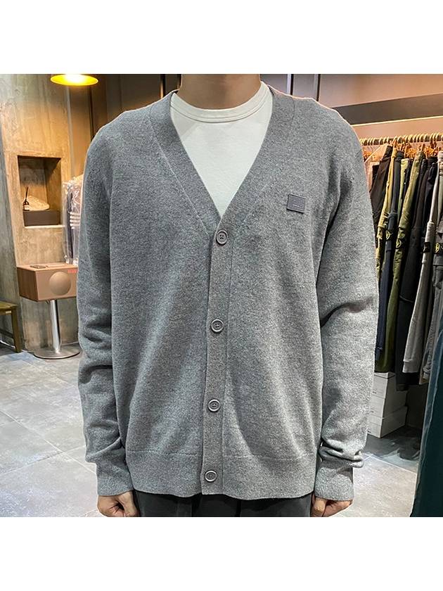 Keve Face Wool V-neck Cardigan Grey Melange - ACNE STUDIOS - BALAAN 3