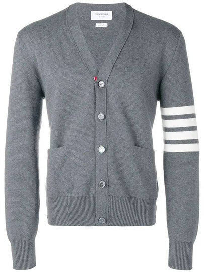 Milano Stitch 4-Bar Cardigan Medium Grey - THOM BROWNE - BALAAN 2