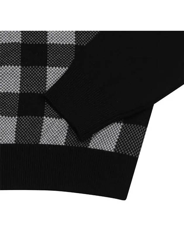 Men s front check pattern round neck sweater 2414GXKN BLACK - BLACK&WHITE - BALAAN 4