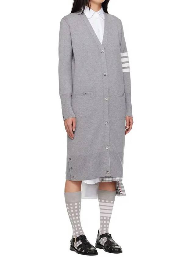 Milano Fine Merino Cardigan Light Grey - THOM BROWNE - BALAAN 3