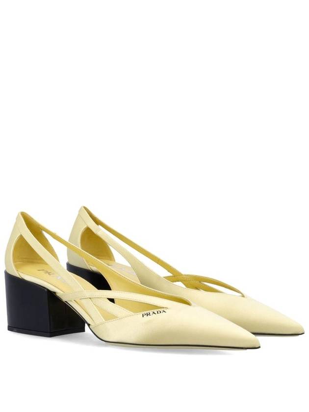 satin cutout pumps heel lemon yellow - PRADA - BALAAN 3