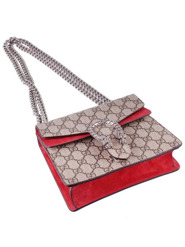 Dionysus GG Supreme Chain Small Canvas Shoulder Bag Beige Red - GUCCI - BALAAN 4