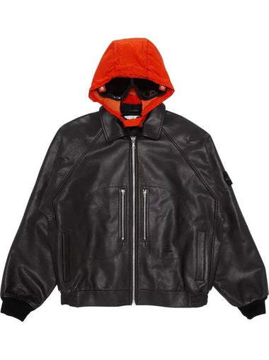 Wappen Patch Full Grain Leather Zip-up Jacket Black - SUPREME - BALAAN 1