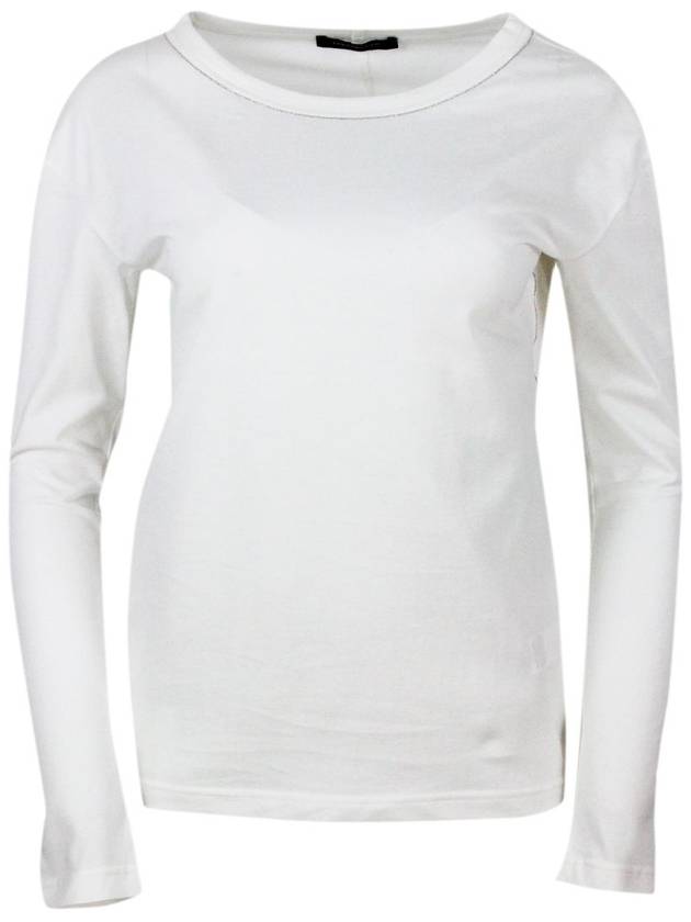 Lightweight Cotton Jersey Long Sleeve T-Shirt  White - FABIANA FILIPPI - BALAAN 2