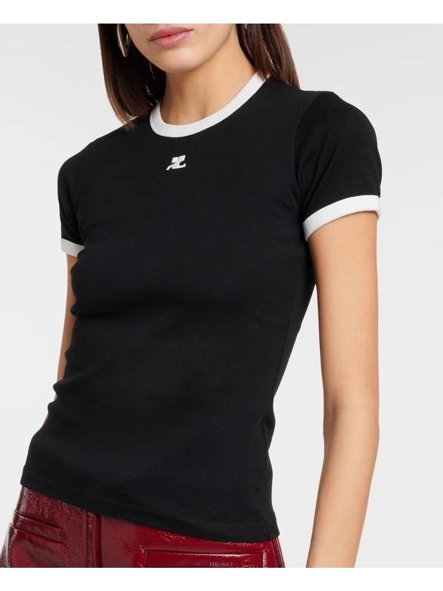 Bumpy Contrast Re-Edition Short Sleeve T-Shirt Black - COURREGES - BALAAN 2