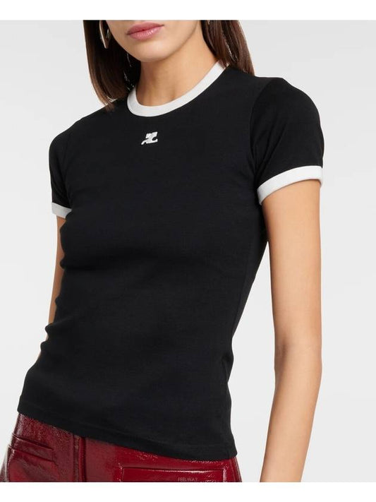 Bumpy Contrast Re-Edition Short Sleeve T-Shirt Black - COURREGES - BALAAN 2