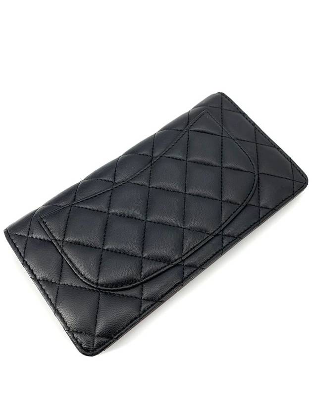 Lambskin silver logo long wallet - CHANEL - BALAAN 3