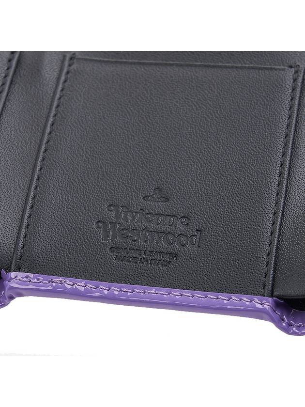 Logo Tri-Fold Patent Leather Half Wallet Purple - VIVIENNE WESTWOOD - BALAAN 9