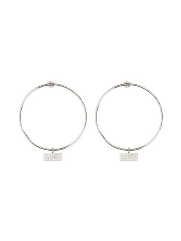 Logo Decorated Push Back Hoop Earrings Silver - MAISON MARGIELA - BALAAN 1