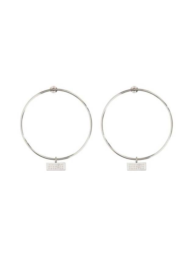 Logo Decorated Push Back Hoop Earrings Silver - MAISON MARGIELA - BALAAN 1