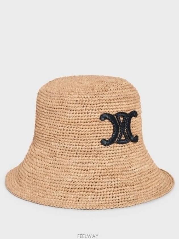 Triomphe Raffia Bucket Hat Natural Black - CELINE - BALAAN 3