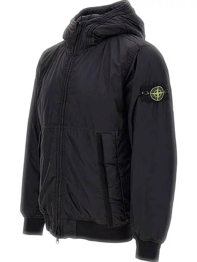 Men's Garment Dyed Crinkle Reps Recycled Nylon Primaloft TC Hooded Jacket Black - STONE ISLAND - BALAAN 3