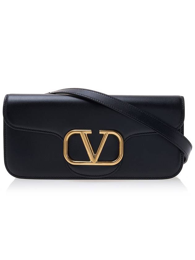 V Logo Leather Cross Tote Bag Black - VALENTINO - BALAAN 2