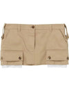 Women's Cargo Pocket Chino Mini A-Line Skirt Beige - MIU MIU - BALAAN 2