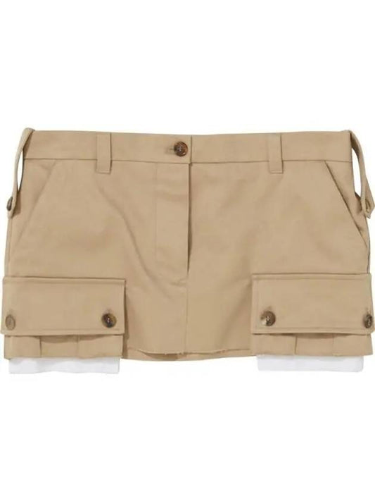 Women's Cargo Pocket Chino Mini A-Line Skirt Beige - MIU MIU - BALAAN 2