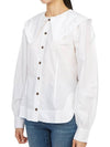 Ruffle Wide Poplin Blouse White - GANNI - BALAAN 5