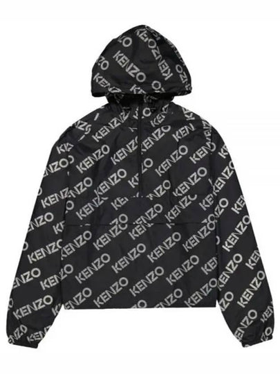 all-over logo print nylon anorak jacket black - KENZO - BALAAN 2