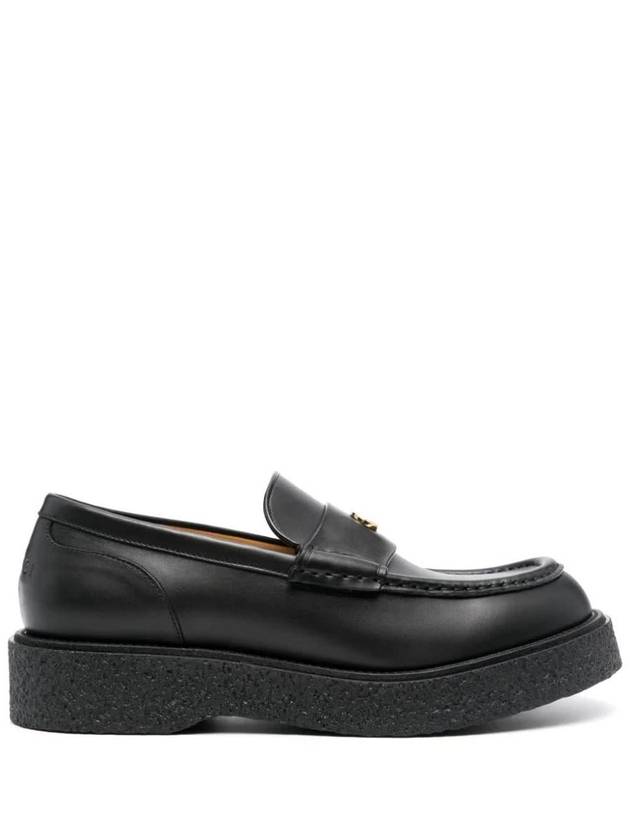 Black Leather Logo Plaque Loafers 759274AABVN1000 B0560992079 - GUCCI - BALAAN 2