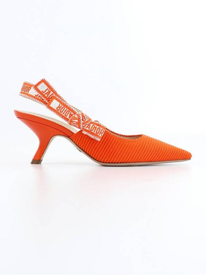 J'adior Embroidered Cotton Slingback Heels Orange - DIOR - BALAAN 2