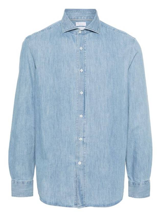 Denim Long Sleeve Shirt Blue - BRUNELLO CUCINELLI - BALAAN 2