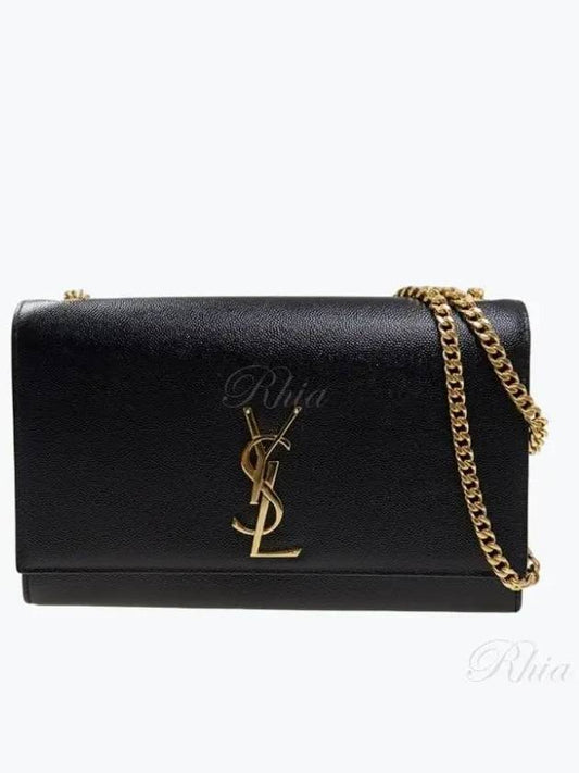 Monogram Kate Chain Gold Hardware Medium Cross Bag Black - SAINT LAURENT - BALAAN 2