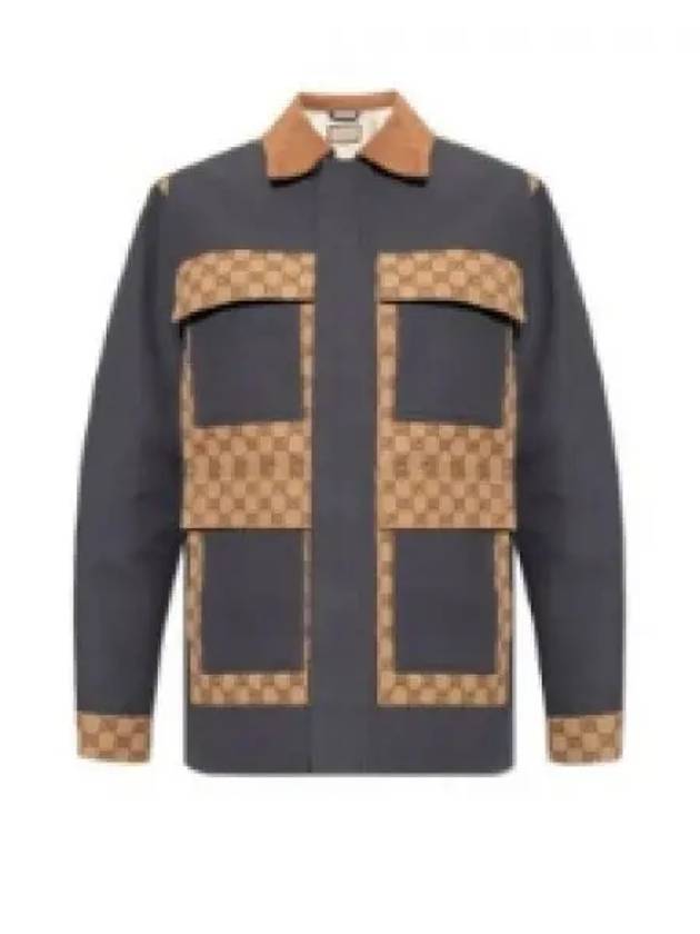 Patchwork GG Supreme Cotton Canvas Jacket Dark Grey - GUCCI - BALAAN 2