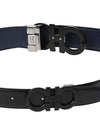 Reversible Gancini Leather Belt Black Navy - SALVATORE FERRAGAMO - BALAAN 3