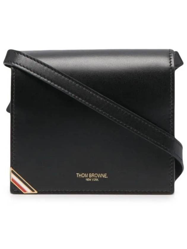 RWB Tab Enamel Strap Card Wallet Black - THOM BROWNE - BALAAN 3