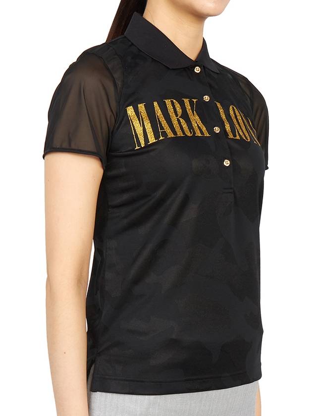 Golf Gauge Jacquard MLW 3A AP05 BLACK Women s Collar Short Sleeve T Shirt Regular Fit - MARK & LONA - BALAAN 4