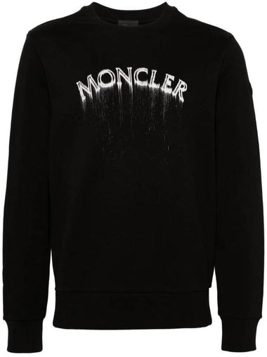 Logo Print Faded Effect Sweatshirt Black - MONCLER - BALAAN 1