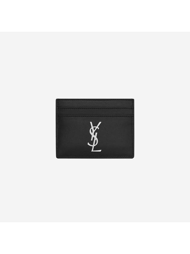 Monogram Card Case in Smooth Leather Black - SAINT LAURENT - BALAAN 2